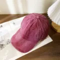 Washed distressed vintage baseball cap for women and men, casual solid color dad hat - M (56-58cm) / Burgundy