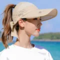 Femme chapeau de soleil vide été protection UV grand bord plage visière beige élégant - Taille unique / 183 Kaki