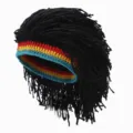 Funny dreadlocks crochet hat retro hip hop reggae wig cap casual winter warm beanie - Adjustable / Hand-Knitted Wig Beanie / Black