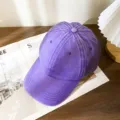 Vintage purple washed denim baseball cap, soft top casual hat for men and women, stylish look. - M (56-58cm) / Purple