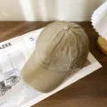 Gorra de béisbol de color sólido lavada vintage japonesa, gorra casual para unisex. - M (56-58cm) / Caqui