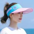 Visiere de soleil femme ete exterieur top vide protection UV large bord casquette plage - Taille unique / 559 Bleu rose clair