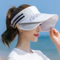 Visière de soleil blanche creuse à double bord, protection UV élégante pour le sport d'été. - Taille unique / 584 Blanc pur