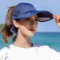 Femme chapeau de soleil vide dessus été protection UV respirant large bord visière casquette - Taille unique / 183 Bleu marine