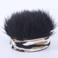 Funny camouflage docker cap with black spiked hair wig, retro hip-hop brimless sailor hat. - Adjustable / Knitted Black Hair Landlord Hat / Camouflage