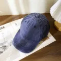 Gorra de beisbol de denim lavado para mujeres y hombres, sombrero casual retro. - M (56-58cm) / Azul marino