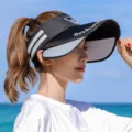 Chapeau de visière de soleil vide noir femmes sport en plein air UV protection large bord - Taille unique / 179 Noir