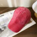 Gorra de beisbol de denimlavado retro casual para mujer y hombre, sombrero liso. - M (56-58cm) / Rosa rojo