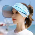 Chapeau de soleil d'été vide avec large bord, visière anti-UV bleue élégante pour l'extérieur. - Taille unique / 584 Bleu ciel