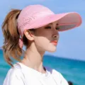Chapeau de soleil rose vide dessus femme été extérieur anti UV grande brim visière sport - Taille unique / 183 Rose