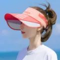 Chapeau visière de soleil femme plein air sport anti UV large bord protection solaire été plage - Taille unique / 559 Orange