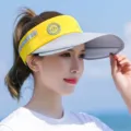 Chapeau de soleil vide jaune et gris pour femme, protection UV grand bord pour l'été. - Taille unique / 559 Jaune