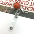 Metal bell keychain with lobster clasp and snap strap for bag DIY craft accessories detail view - Orange