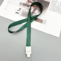 15mm green lanyard badge holder with white plastic snap clip for office ID card exhibition events. - Snap Button + Dark Green Lanyard
