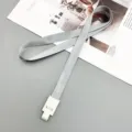 Grey lanyard ID card badge holder strap 15mm width with white plastic buckle for exhibition office - Snap Button + Dark Gray Lanyard