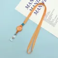 Orange Retractable Lanyard Badge Reel ID Card Holder Strap Plain Polyester Neck Cord - 1.0 Retractable Lanyard / Orange