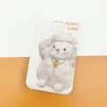 Portatarjetas cordero esponjoso lindo funda protectora para tarjeta de autobus estudiante plastico - Cordero de Peluche (Sin Accesorios)