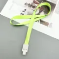 Cordon tour de cou vert néon 15 mm avec boucle en plastique blanc pour porte-badge ID. - Bouton Pression + Cordon Vert Fluorescent