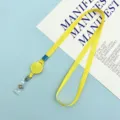 Solid yellow lanyard with retractable reel and ID badge holder. Perfect for school or work. - 1.0 Retractable Lanyard / Yellow