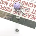 Metal keychain strap with purple bell and lobster clasp for DIY bag charms and accessories - Purple