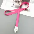 Tour de cou rose de 15 mm avec boucle en plastique blanc pour porte-badge et laniere. - Bouton Pression + Cordon Rouge Rose