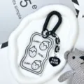 Transparent card holder with black coil strap cute strawberry pattern student IC card protector - Strawberry Style / Black Double-Spring Rope (Heart Acrylic)