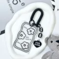 Clear student card holder with strap and flower pattern, transparent badge cover for IC card use. - Flower Style / Black Double-Spring Rope (Heart Acrylic)