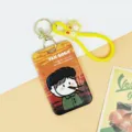 Cartoon Van Gogh card holder with strap, cute student ID badge protective case ID holder - Yellow Soft Rubber Keychain / Orange Van Gogh