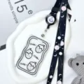 Student transparent card holder with planet lanyard and cute strawberry design case sku - Strawberry Style / Black Space Retractable Lanyard