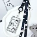 Transparent card holder with black planet lanyard, cute rabbit design, ideal for student campus badges. - Little Rabbit Head Style / Black Space Retractable Lanyard