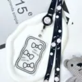 Transparent student badge card holder with lanyard cute bow design cute everyday ID card cover - Bow Style / Black Space Retractable Lanyard