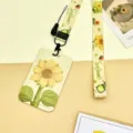Süßer Sonnenblumen Ausweishalter mit passendem Schlüsselband Set für Karten im Alltag. - Gelber Hintergrund Sonnenblume Und Langes Sonnenblumen Schlüsselband