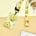 Grüne Sonnenblumen Ausweishülle mit Lanyard, süßer Student Buskarten Schutz Hartschalen Hülle. - Blume Sonnenblume Und Langes Sonnenblumen Schlüsselband