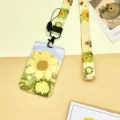Sonnenblumen Kartenhalter mit Lanyard süße Blumen Student Bus Karte Schutzhülle für Schüler - Blauer Himmel Sonnenblume Und Langes Sonnenblumen Schlüsselband