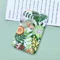 Grüner Botanik Ausweishalter Studenten Namensschild Schutzhülle mit Blumen Muster Design - Buntes Pflanzenmuster / Kein Zubehör