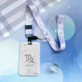 Zodiac Constellation Lanyard Card Holder Sliding ID Badge Holder Student Bus Card Case - Virgo Pattern / Pink Long Lanyard