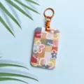 Tarjetero de autobús floral con diseño al óleo fresco y llavero naranja para estudiantes. - Estilo Floral de Cuadros de Pintura al Óleo / Cierre de Esposas Naranja