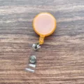 Oranje ophaalbare badgehouder ID kaarthouder met doorzichtige riem voor verpleegkundigen. - Oranje transparante intrekbare clip (met riemclip)