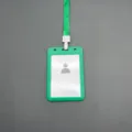 Green plastic ID card holder with lanyard, badge holder for bus metro pass student meal card. - With Lanyard / Dark Green