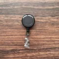 Zwarte uittrekbare badgehouder pashouder met doorzichtige strap en metalen clip voor kantoor. - Zwarte transparante intrekbare clip (met riemclip)