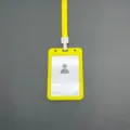 Yellow plastic ID card holder with lanyard, badge holder for office, school, and exhibition use. - With Lanyard / Yellow