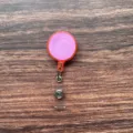 Uittrekbare badgehouder ID-kaart clip, duurzame kunststof behuizing met veilige metalen klem. - Roze doorschijnende badgehouder (Met achterclip)