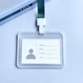 Transparante horizontale id-kaart houder met koord dikke transparante badgehouder - Donkergroen