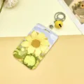 Sonnenblumen Ausweishalter Niedliche Kartenhülle mit Schlüsselanhänger und Glocke für Schüler. - Blauer Himmel Sonnenblume Und Gelbe Riemenglocke