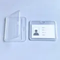 Transparante horizontale badgehouder, dubbelzijdig plastic kaarthoesje voor werk en school. - Transparant