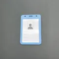 Blue plastic badge holder and card sleeve for employee ID, bus, or subway access cards. - Case Only / Light Blue