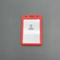 Red plastic ID badge card holder for work bus access card protector with insert paper. - Case Only / Red