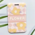 Tarjetero de identificación con estampado floral a cuadros rosa, protector de tarjeta de autobús bonito. - Estilo Patrón Flor / Sin Accesorios