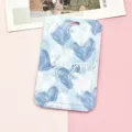 Custodia per carte in plastica con cuore blu, porta badge carino per studenti universitari. - Motivo a Cuore (Senza Accessori) / Blu