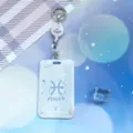Retractable zodiac ID badge holder with lanyard, perfect for student campus and transit cards. - Pisces Pattern / White Retractable Badge Clip (Planet)